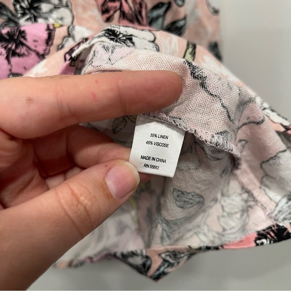 For Cynthia Linen Blend Floral Blouse Top Large - Picture 6 of 7